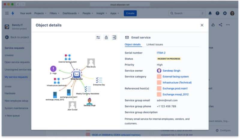 jira detalle de un objeto en cmdb