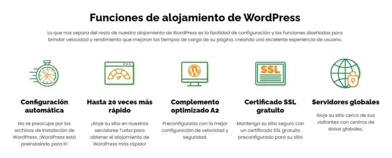 funciones de alojamiento de WordPress